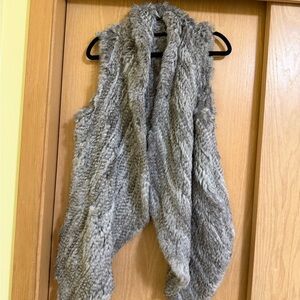 Gray real Rabbit Fur Women Sweater Vest
